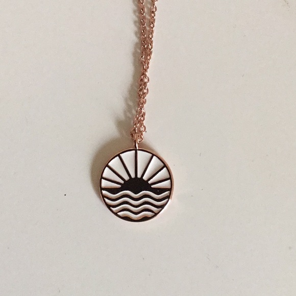 Pura Vida Rose Gold Necklace with Wave Charm - Picture 3 of 5
